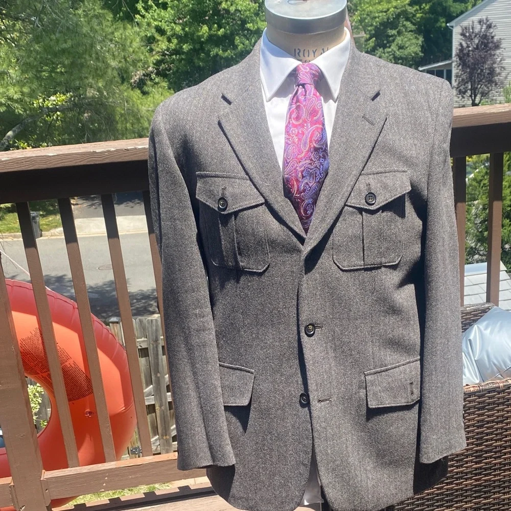 Tasso Elba Gray Wool Blend Field Jacket with Flap Pockets - Picture 1 of 5